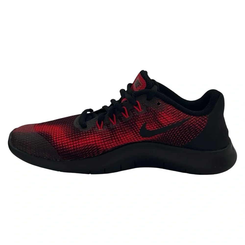 Nike Flex RN 2018 Running Shoes Red Black Mesh Sneakers‎ Youth Size 6Y